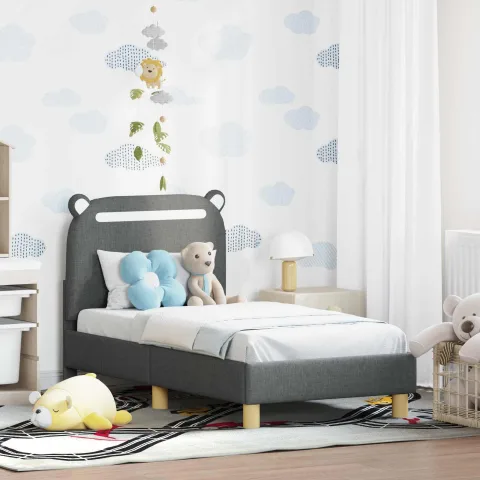 vidaXL Cadru de pat pentru copii cu spătar Gri închis 70 x 140 cm