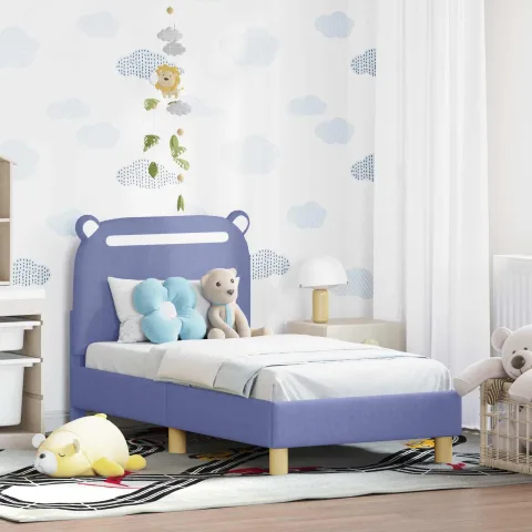 vidaXL Cadru de pat pentru copii cu spătar Albastru Jeans 70 x 140 cm