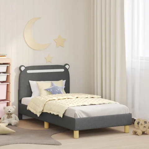 vidaXL Cadru de pat pentru copii cu spătar Gri închis 80 x 160 cm