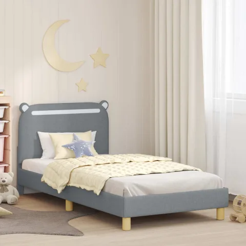 vidaXL Cadru de pat pentru copii cu spătar Gri deschis 80 x 200 cm