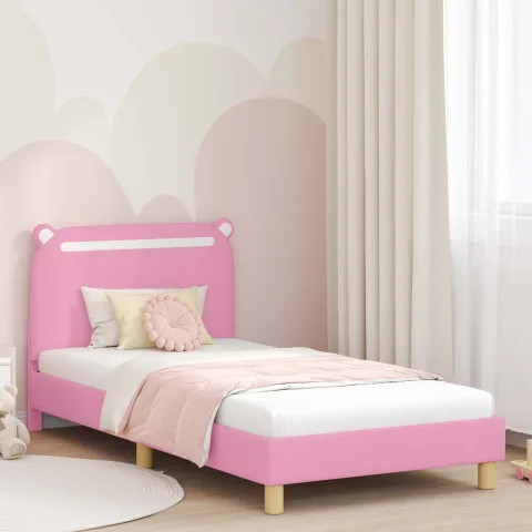 vidaXL Cadru de pat pentru copii cu spătar Roz 80 x 200 cm Țesătură