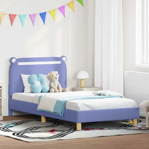 vidaXL Cadru de pat pentru copii cu spătar Albastru Jeans 90 x 190 cm