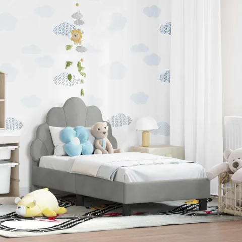 vidaXL Cadru de pat pentru copii cu spătar Gri deschis 70 x 140 cm