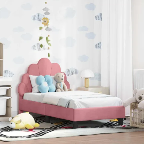 vidaXL Cadru de pat pentru copii cu spătar Roz 70 x 140 cm Catifea