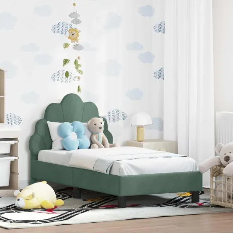 vidaXL Cadru de pat pentru copii cu spătar Verde Mării 70 x 140 cm