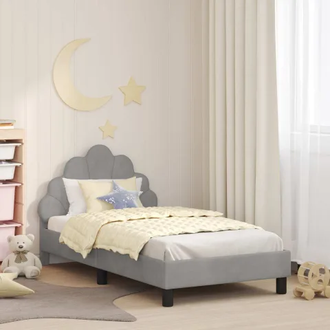 vidaXL Cadru de pat pentru copii cu spătar Gri deschis 80 x 160 cm