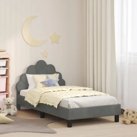 vidaXL Cadru de pat pentru copii cu spătar Gri închis 80 x 160 cm