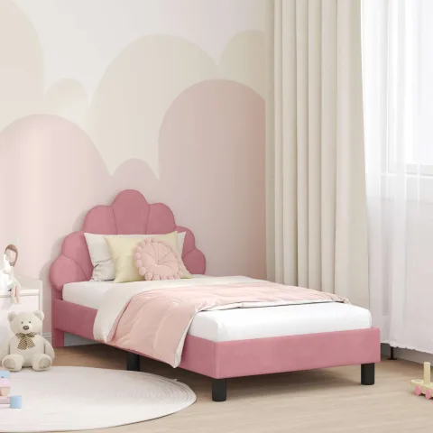vidaXL Cadru de pat pentru copii cu spătar Roz 80 x 160 cm Catifea