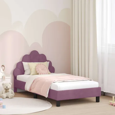 vidaXL Cadru de pat pentru copii cu spătar Violet 80 x 160 cm Catifea