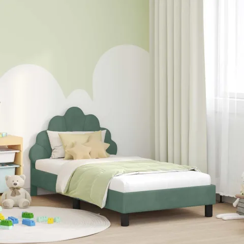 vidaXL Cadru de pat pentru copii cu spătar Verde Mării 80 x 160 cm