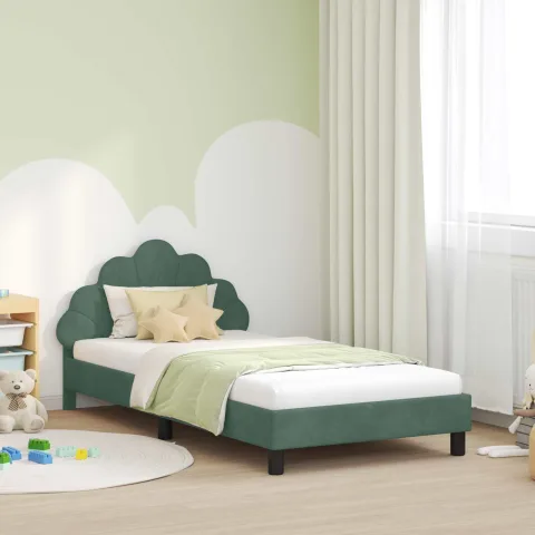 vidaXL Cadru de pat pentru copii cu spătar Verde Mării 80 x 200 cm