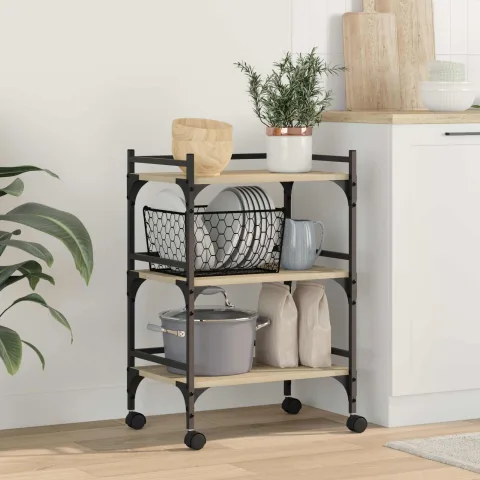 vidaXL Troler de Bucătărie Stejar Sonoma 50 x 35 x 75,5 cm