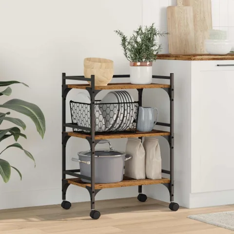 vidaXL Troler de Bucătărie Lemn Vechi 50 x 35 x 75.5 cm Lemn prelucrat