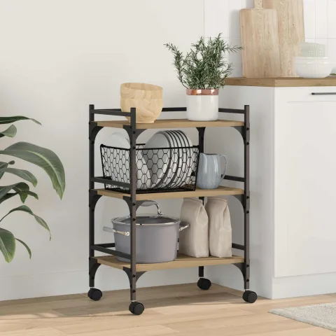 vidaXL Troler de Bucătărie Stejar Artizanal 50 x 35 x 75.5 cm