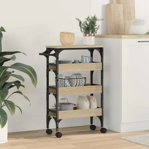 vidaXL Troler de Bucătărie Stejar Sonoma 53 x 20 x 76 cm