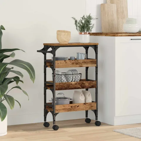 vidaXL Troler de Bucătărie Lemn Vechi 53 x 20 x 76 cm Lemn prelucrat