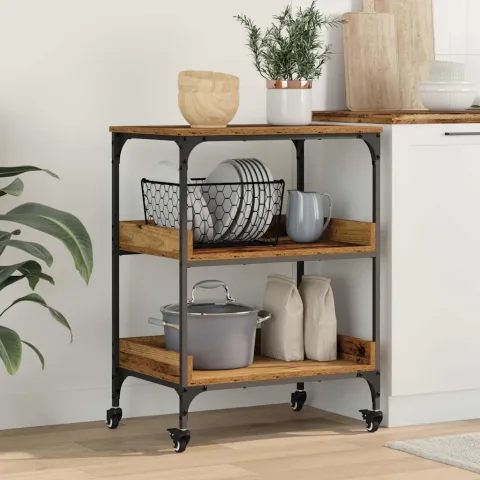 vidaXL Troler de Bucătărie Lemn Vechi 60 x 41 x 80.5 cm Lemn prelucrat