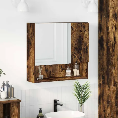 vidaXL Dulap cu oglindă Stejar fumuriu 59 x 17 x 55 cm Lemn prelucrat