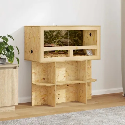 vidaXL Bază pentru terariu cu raft Maro 80 x 40 x 50 cm OSB