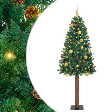 vidaXL Brad de Crăciun subțire Verde 180 cm PVC și lemn de PIN masiv