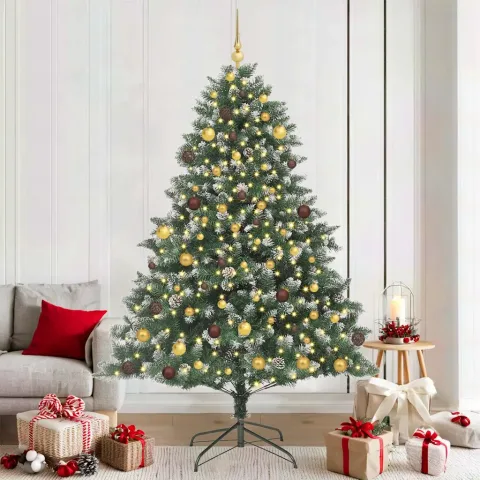 vidaXL Brad de Crăciun artificial Verde 210 cm PVC și Plastic și Oțel