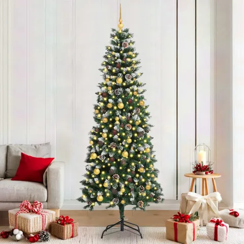 vidaXL Brad de Crăciun artificial Verde 210 cm PVC, plastic și oțel