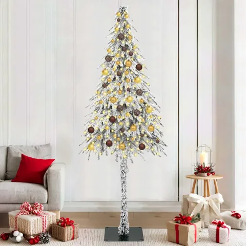 vidaXL Brad de Crăciun cu 300 LED cu suport Alb 210 cm PE și Oțel