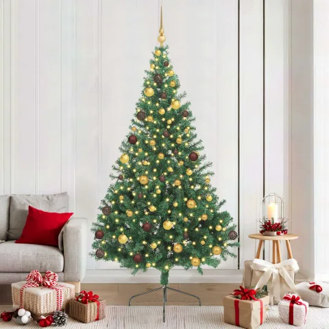 vidaXL Pom de Crăciun artificial pre-iluminat Verde 210 cm PVC