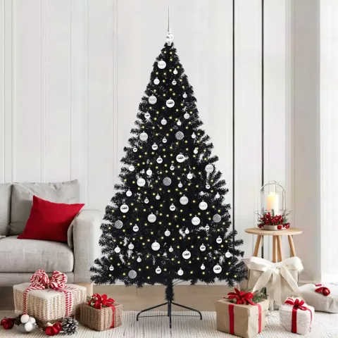 vidaXL Pom de Crăciun artificial pre-iluminat Negru 210 cm PVC