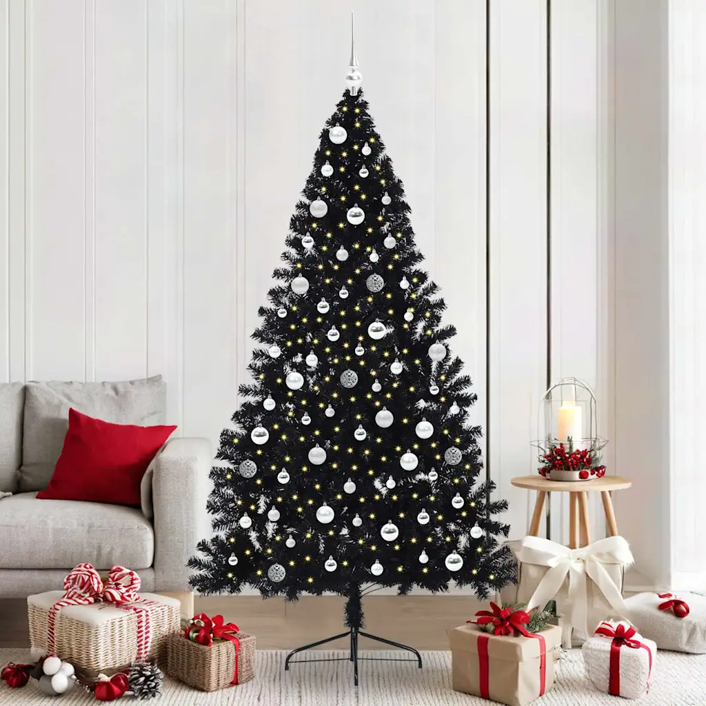 vidaXL Pom de Crăciun artificial pre-iluminat Negru 210 cm PVC