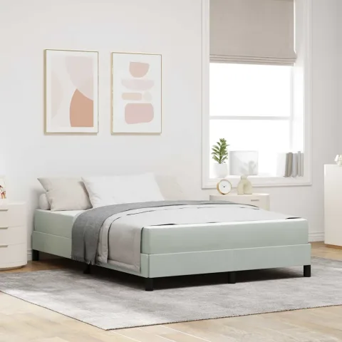 vidaXL Pat cu arcuri cu saltea Gri deschis 140 x 220 cm țesătură