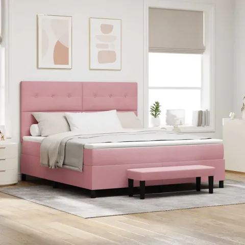 vidaXL Pat cu arcuri cu headboard Roz 200 x 180 cm Catifea