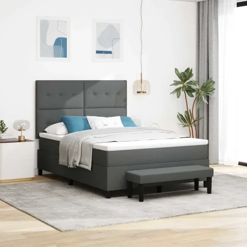 vidaXL Pat cu arcuri cu pernă Manual Gri închis 152 x 200 cm țesătură