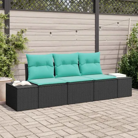vidaXL Set de canapele pentru grădină 3 buc. Negru și Turcoaz
