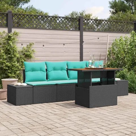 vidaXL Set de canapele pentru grădină 5 buc. Negru Rattan poli