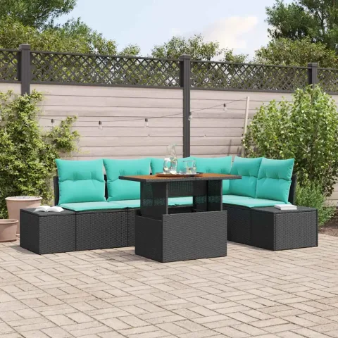 vidaXL Set de canapele pentru grădină 6 buc. Negru Rattan poli
