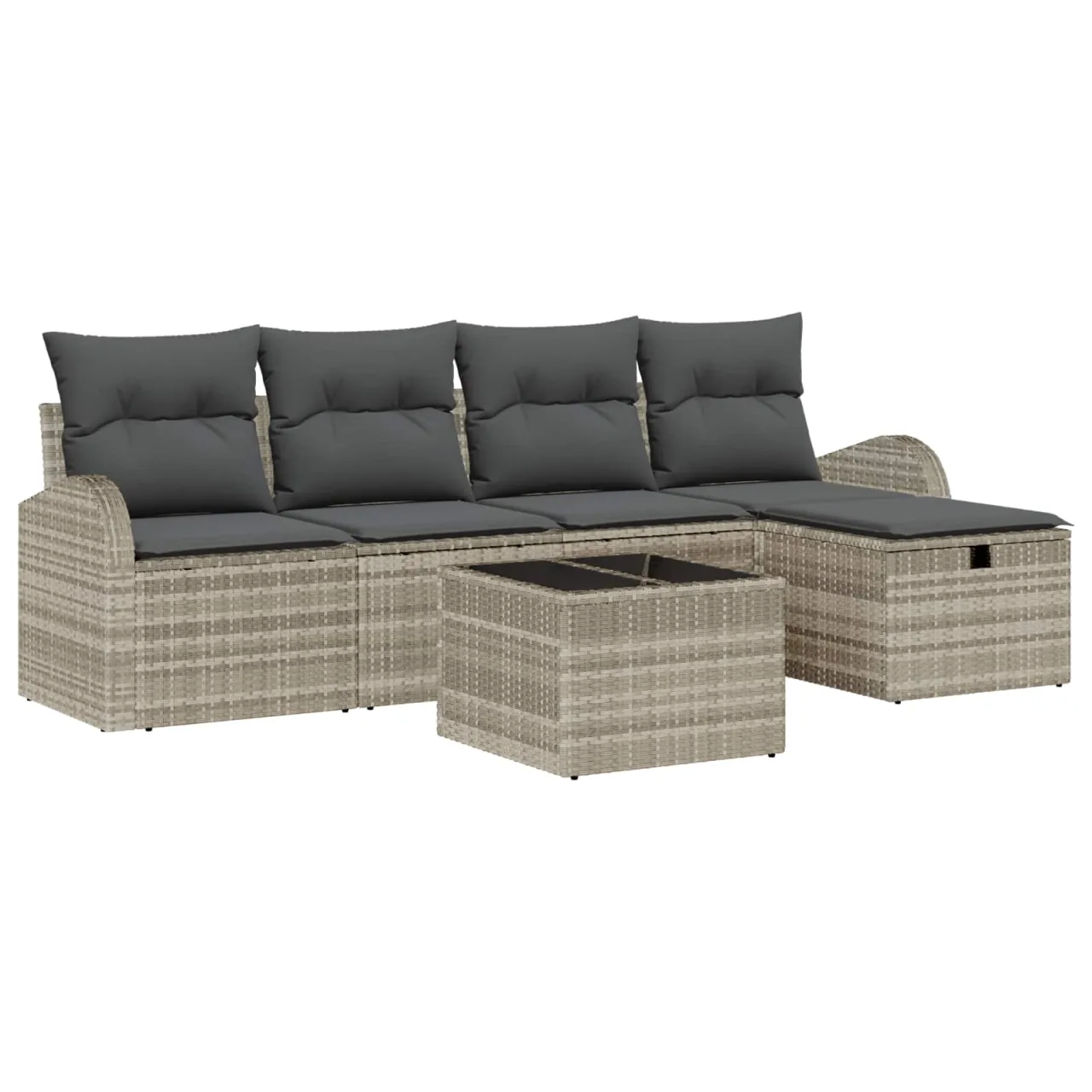 vidaXL Set de canapea 6 buc. Gri deschis poliratan