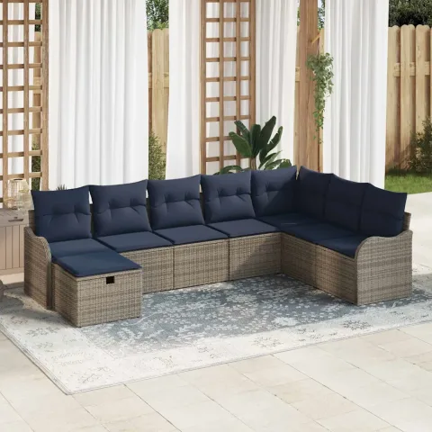 vidaXL Set de canapea cu pernă Manual Gri și bleumarin poliratan