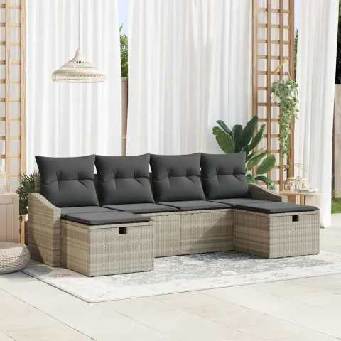 vidaXL Set de canapele pentru grădină 6 buc. poliratan