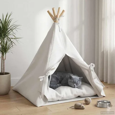 vidaXL Încape pentru animale de companie cu pernă Alb 50 x 50 x 60 cm