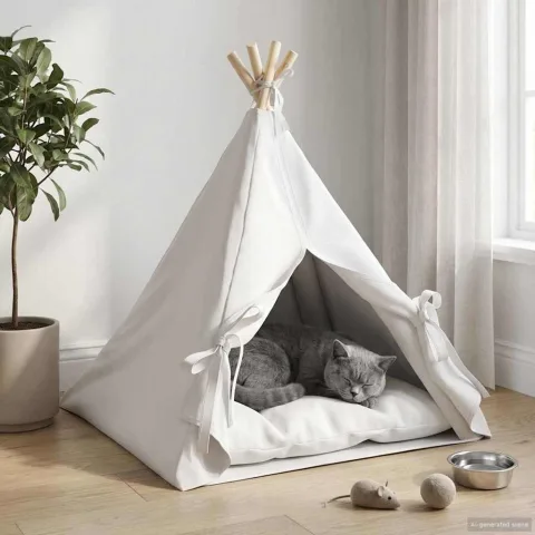 vidaXL Încape pentru animale de companie cu pernă Alb 60 x 60 x 70 cm