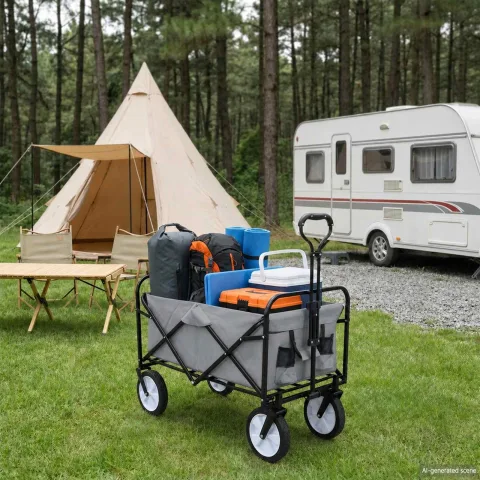 vidaXL Trolley Manevrabil Pliabil Gri 94 x 53 x 99 cm Tesătură Oxford