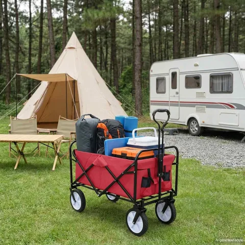 vidaXL Trolley Manevrabil Pliabil Roșu 94 x 53 x 99 cm Tesătură Oxford