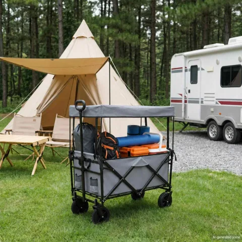 vidaXL Trolley Manevrabil Pliabil Manual Gri 105 x 56,5 x 116 cm