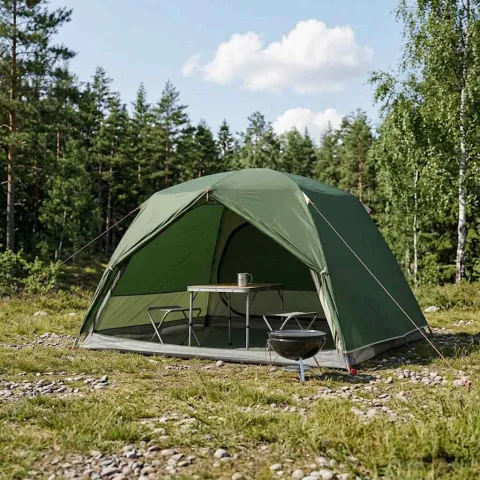 vidaXL Cort de backpacking 2 persoană Verde