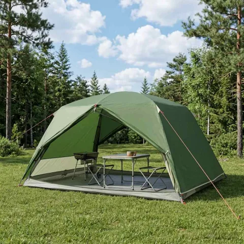 vidaXL Cort de backpacking 4 persoană Verde
