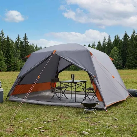 vidaXL Cort de backpacking 4 persoană Gri și Portocalie