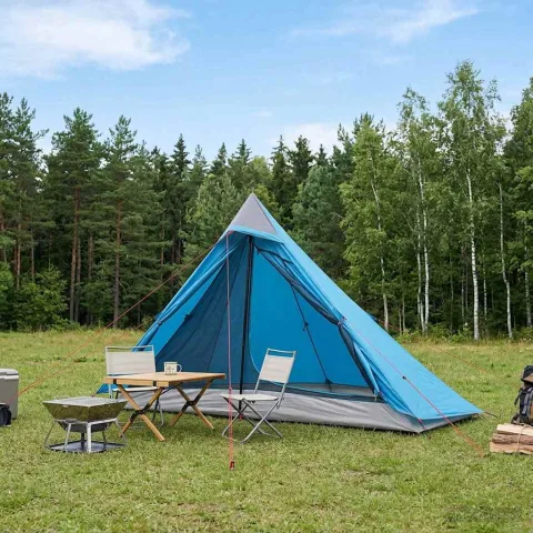 vidaXL Cort de backpacking 222 x 85 x 125 cm albastru