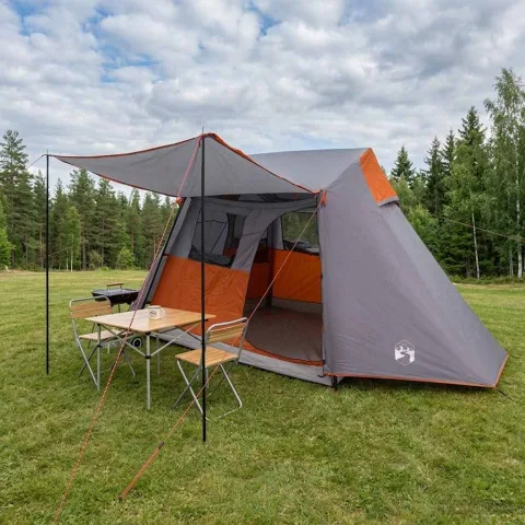 vidaXL Cort tunel Gri și Portocalie 475 x 220 x 192 cm