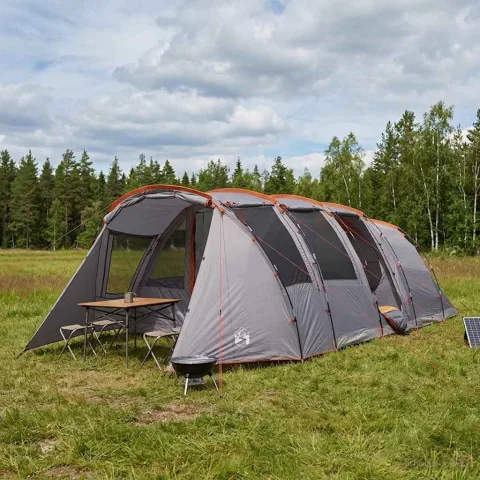 vidaXL Cort tunel 675 x 392 x 210 cm Gri și Portocalie